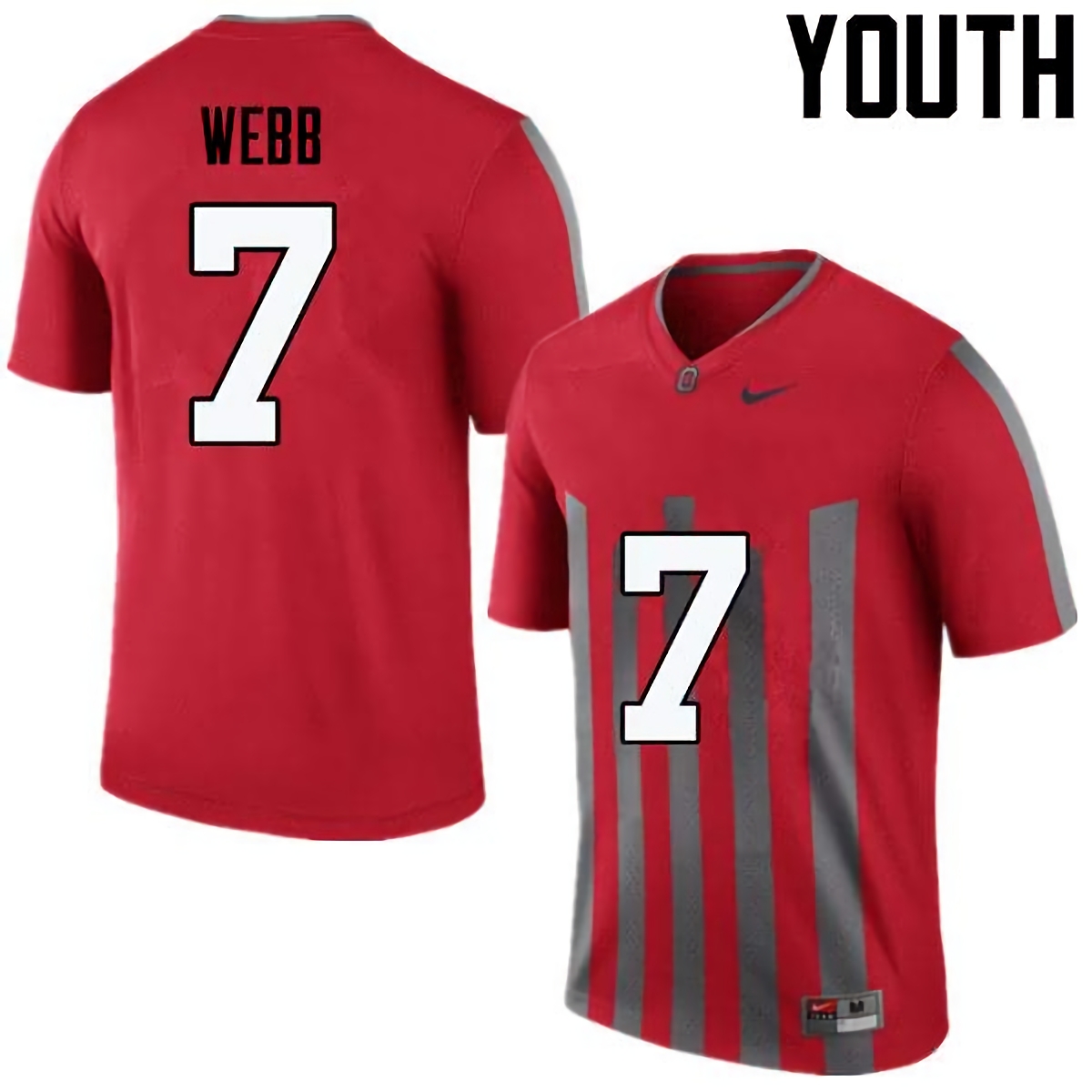 Damon Webb Ohio State Buckeyes Youth NCAA #7 Nike Throwback Red College Stitched Football Jersey QNA1256CC